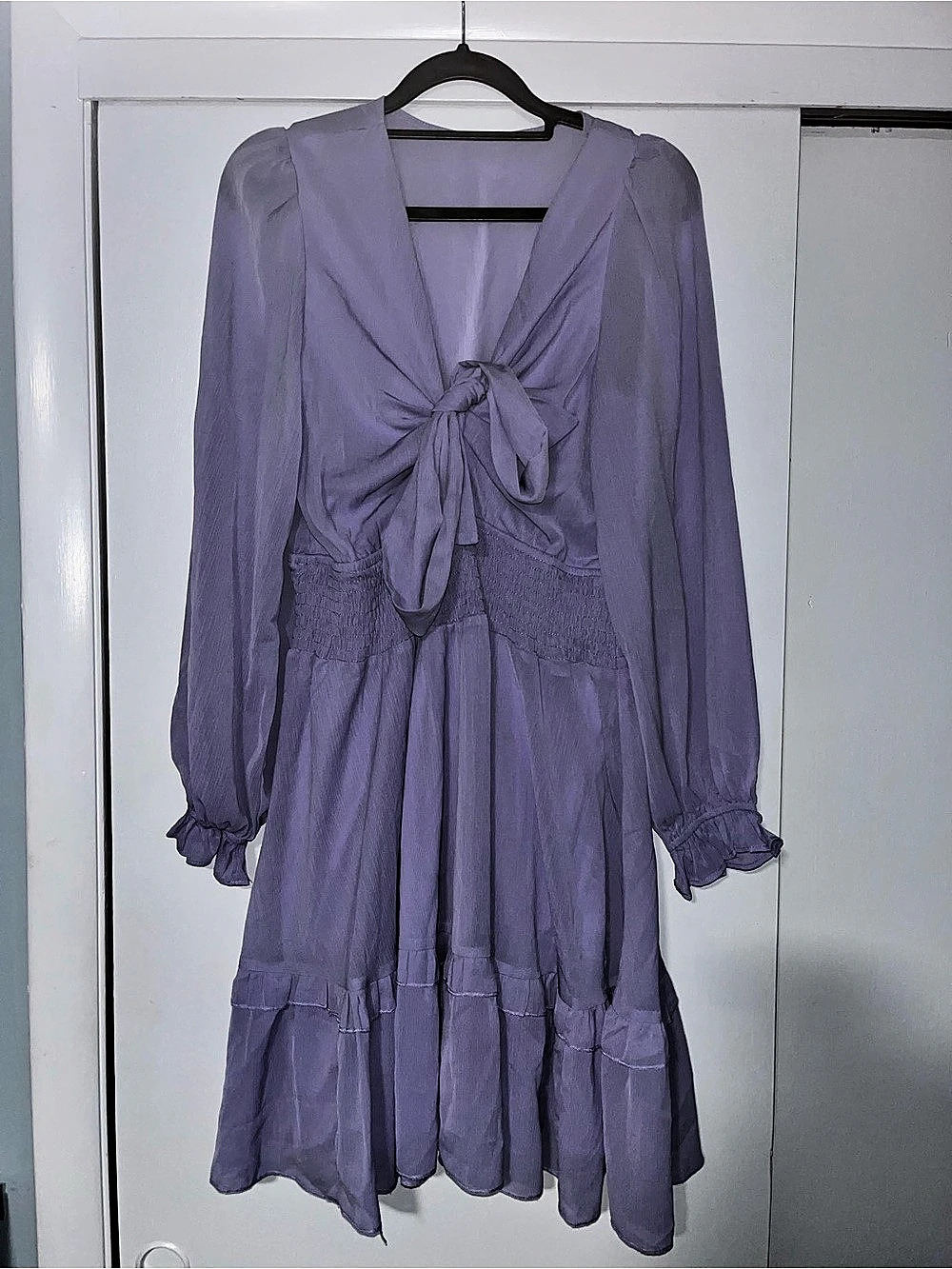 Purple Tie-Front Mini Dress Size Large Like New